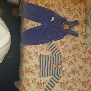 Disney pooh overalls w/ matching shirt